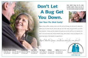 Rural Health Group - Flu shot advertising campaign designed by les atkins PR, Inc. Creative Services Director Michele Lilly